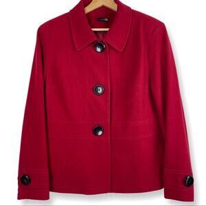 East 5th Red Blazer Jacket Classic Career Minimalist Holiday Wool Blend Large